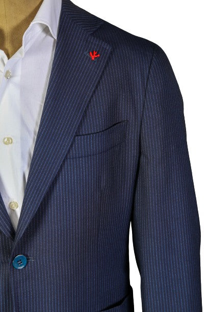 Isaia Dark-Blue Striped Wool Suit