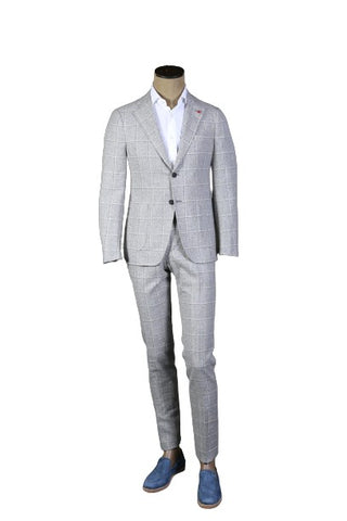 Isaia Light-Grey Windowpane Suit