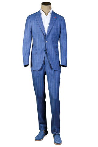 Isaia Light-Blue Striped Wool Suit