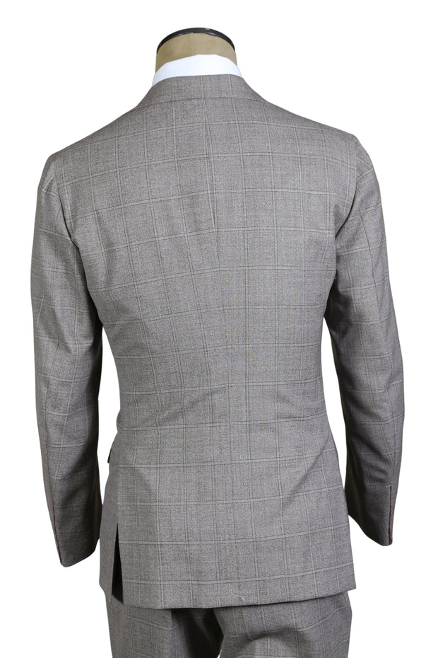 Isaia Grey Windowpane Wool Suit