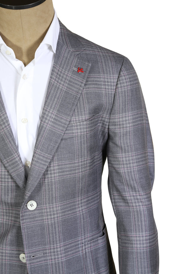 Isaia Grey Checked Suit