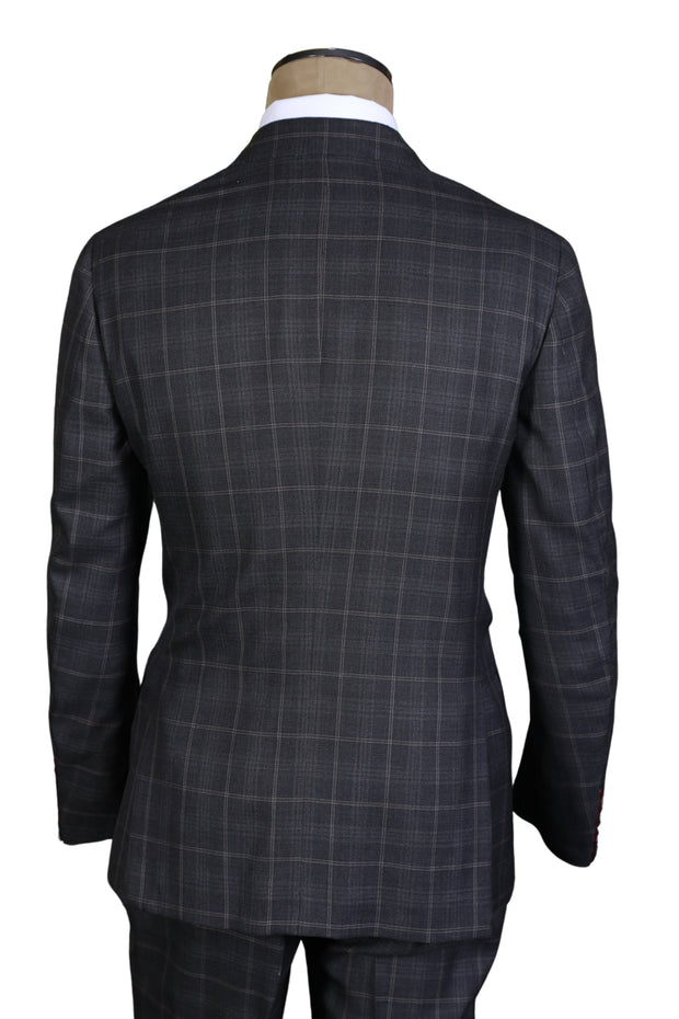 Isaia Dark-Grey Checked Wool Suit