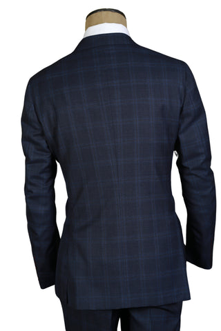 Isaia Midnight-Blue Checked Wool Suit