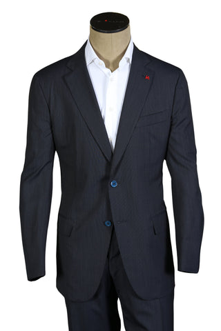 Isaia Midnight-Blue Striped Wool Suit