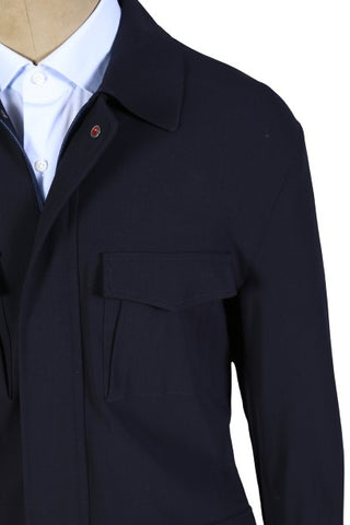Kired by Kiton Midnight-Blue Solid Wool Jacket
