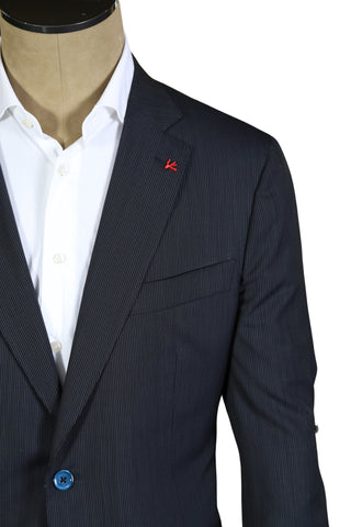 Isaia Midnight-Blue Striped Wool Suit