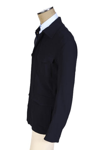 Kired by Kiton Midnight-Blue Solid Wool Jacket