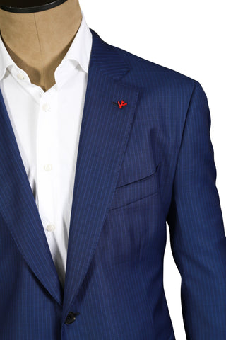 Isaia Navy-Blue Striped Wool Suit