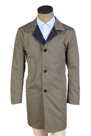 Kired by Kiton Blue/ Taupe Reversible Raincoat