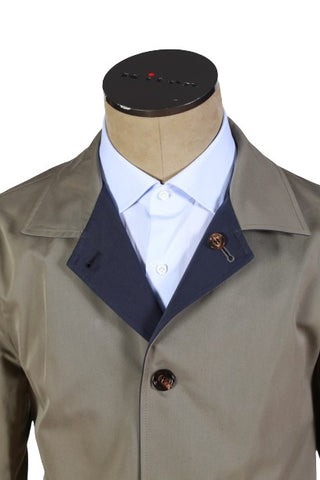 Kired by Kiton Blue/ Taupe Reversible Raincoat