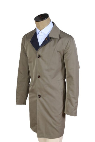 Kired by Kiton Blue/ Taupe Reversible Raincoat