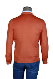 Fedeli Orange Cashmere Crewneck Sweater