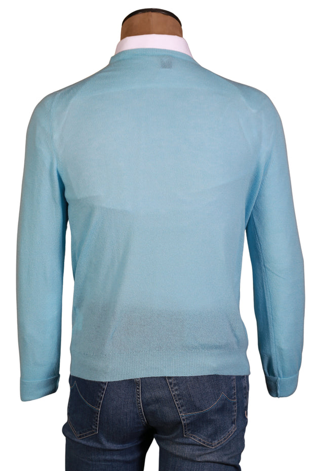 Fedeli Light-Blue Cashmere Crewneck Sweater