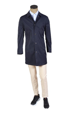 Kired by Kiton Dark-Blue Solid Nylon Raincoat