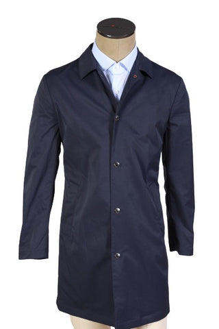 Kired by Kiton Dark-Blue Solid Nylon Raincoat