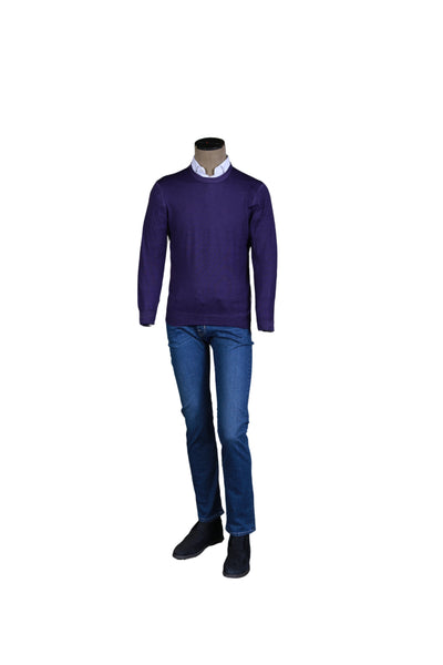 Fedeli Purple Cashmere Crewneck Sweater