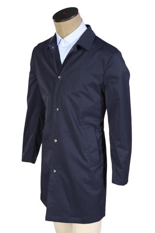 Kired by Kiton Dark-Blue Solid Nylon Raincoat