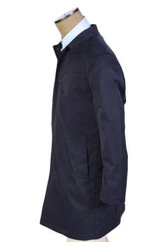 Kired by Kiton Dark-Blue Solid Nylon Raincoat