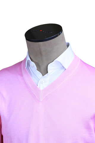 Fedeli Pink Cashmere V-Neck Sweater
