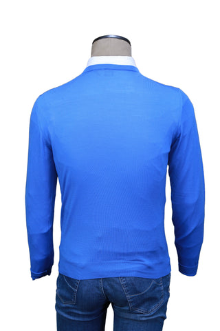 Fedeli Sky-Blue Cashmere V-Neck Sweater