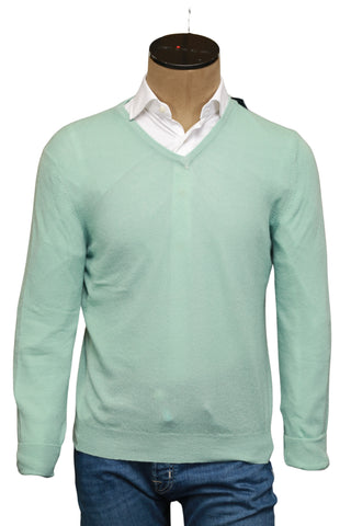 Fedeli Turquoise Cashmere V-Neck Sweater