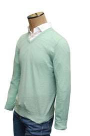 Fedeli Cashmere Turquoise V-Neck Sweater