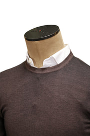 Fedeli Brown Wool Crewneck Sweater