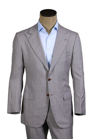 Kiton Grey Pinstripe Cotton-Cashmere Suit