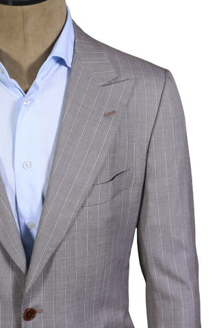 Kiton Grey Pinstripe Cotton-Cashmere Suit