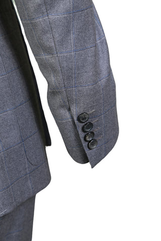 Brioni Gray Windowpane Double Breasted Wool Suit
