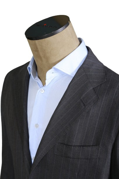 Kiton Dark-Grey Striped Wool Suit