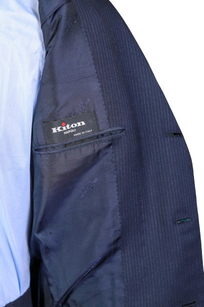 Kiton Dark-Blue Striped Cashmere Suit
