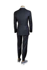 Kiton Black Striped Wool Suit