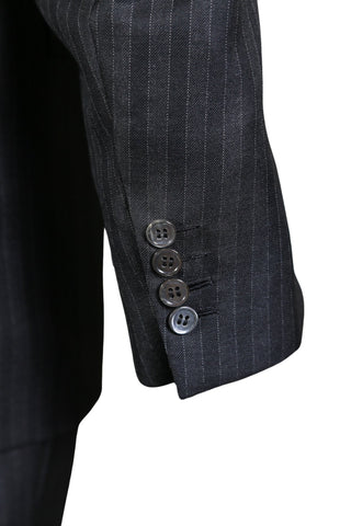 Brioni Dark-Grey Double Breasted Striped Wool-Silk Suit