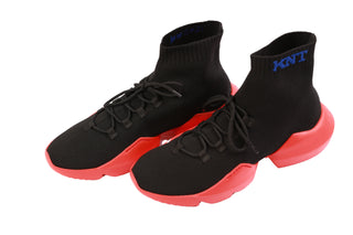 KNT by Kiton Black Hight-Top Sneakers (Red Bottom)