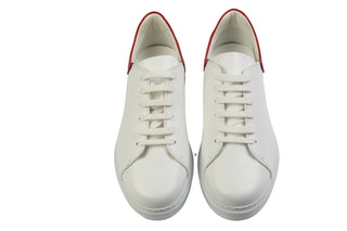 Kiton White/ Red Lace-Up Sneakers