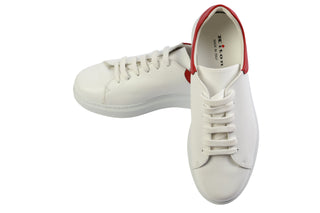 Kiton White/ Red Lace-Up Sneakers