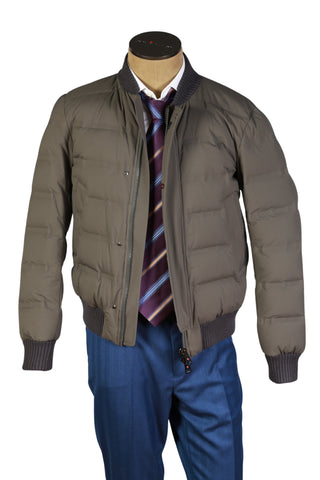 Kired by Kiton Khaki Solid Puffer Jacket