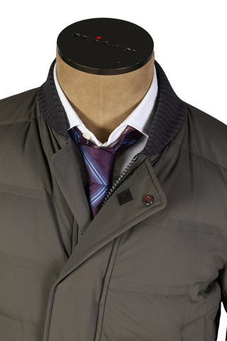 Kired by Kiton Khaki Solid Puffer Jacket