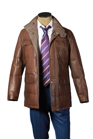 Kiton Brown Pelle Leather Jacket