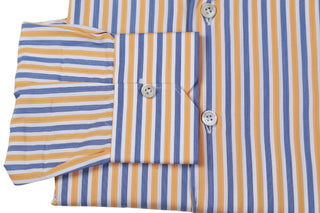 Kiton Orange/Blue Striped Cotton Shirt