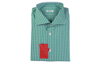 Kiton Green Checked Cotton Shirt