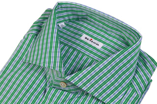 Kiton Green Checked Cotton Shirt