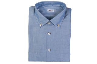 Kiton Blue Solid Cotton Shirt