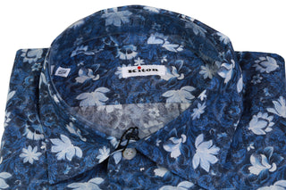 Kiton Blue Patern Cotton Shirt