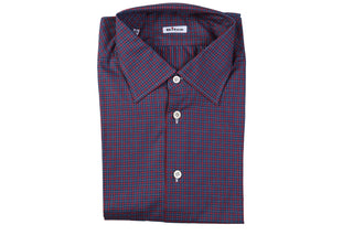 Kiton Purple Checked Cotton Shirt