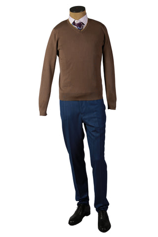 Manrico Brown Solid Cashmere Sweater