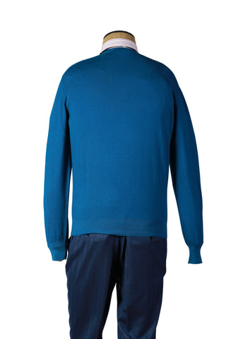 Manrico Blue Solid Cashmere Sweater