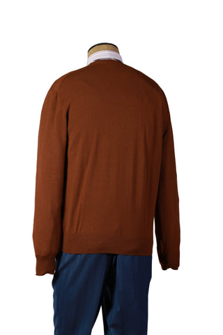 Manrico Solid Brown Cashmere V-Neck Sweater