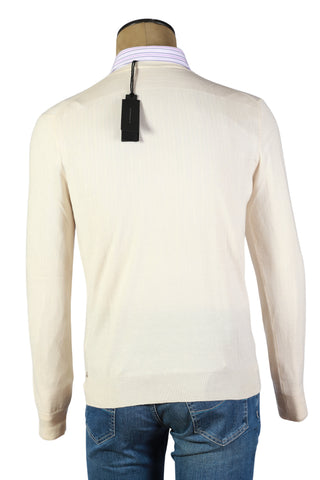 Manrico White Solid Cashmere Sweater